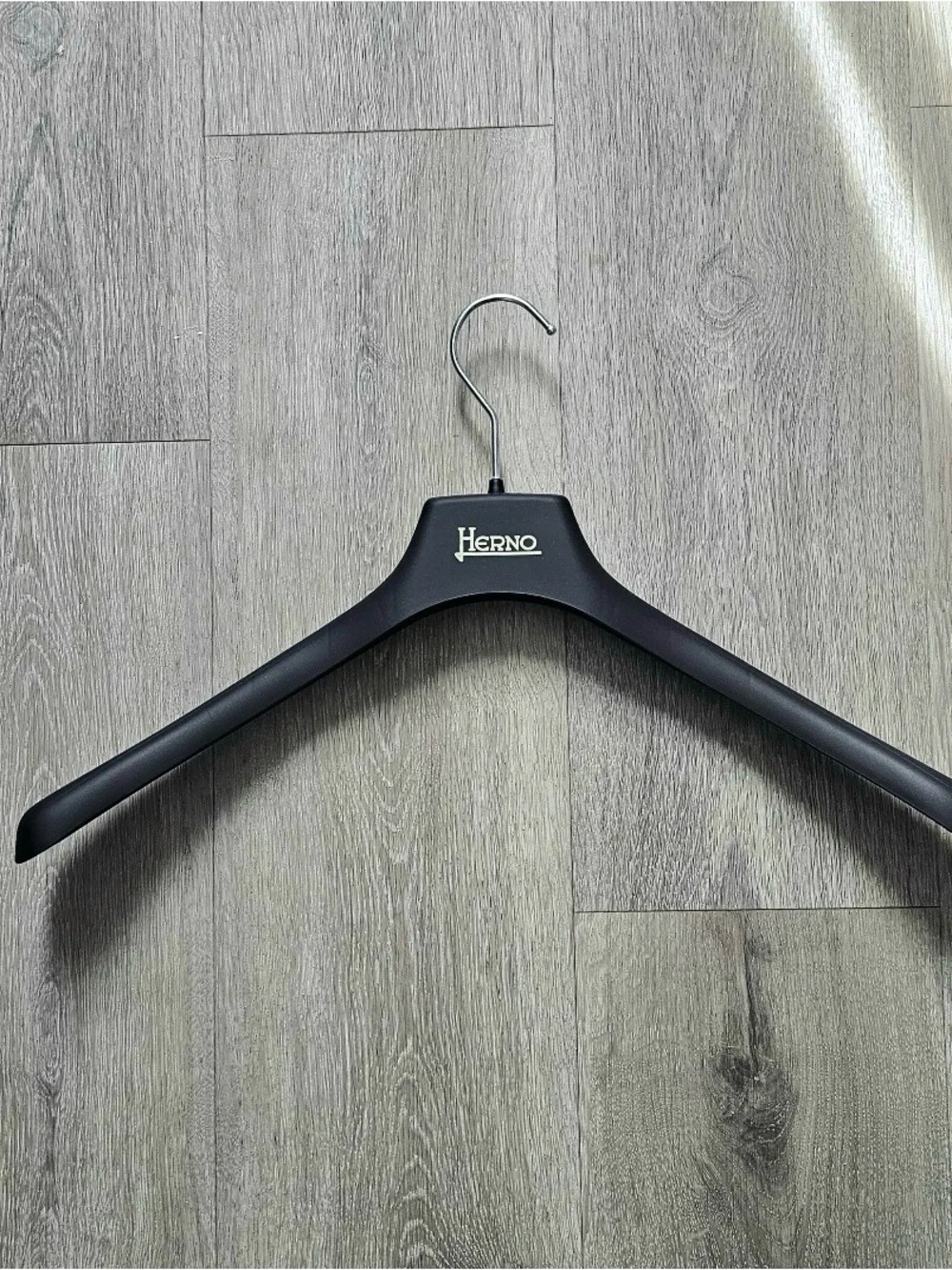 Herno Authentic Plastic Clothes Hanger with Silver Hook, Length 18”